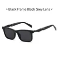 Modern square black frame sunglasses with dark grey lenses for men and women - Regular / Black Frame Black Grey Lens