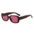 Vintage rectangle sunglasses with dark wine red frames and light pink lenses - Jujube Red Frame Red Lens