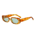 Vintage oval sunglasses with amber tortoiseshell frame and translucent green lenses - Tea Tortoise Frame Green Lens