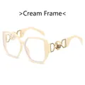 Monture hexagonale blanc crème avec branches en métal doré pour hommes et femmes - Cadre Beige