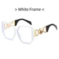 Lunettes anti-lumière bleue à monture blanche et branches en métal doré élégantes - Cadre Blanc