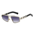 Occhiali da sole punk retrò con lenti viola sfumate e montatura in metallo oro - Montatura Argento/Lenti Grigio Sfumato