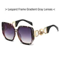Fashion oversized leopard print sunglasses with gradient grey lenses and metal temples - Tortoise Frame Gradient Grey Lens