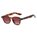 Retro oval tortoiseshell sunglasses with dark red gradient lenses and gold dots - Leopard Frame Gradient Brown Lens