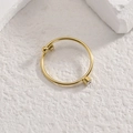 Anello aperto minimalista in acciaio inossidabile placcato oro 14K con zirconi e perle - Aperto Regolabile / Oro