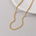Collar de cadena de eslabones de oro de 14K con diseño minimalista de metal plano pulido - Dorado