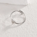 Adjustable silver minimalist snake-shaped ring with polished bead details - Adjustable Open / Steel