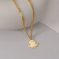Collana vintage con ciondolo a polpo in acciaio inossidabile placcato oro 14K su catena curb - Stile Ciondolo Polpo Oro (N1941-A)