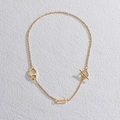 Gold stainless steel necklace featuring a geometric pig nose design and toggle clasp - Gold Necklace