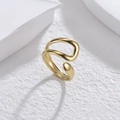 Anello aperto dorato minimalista a doppio strato con design organico e regolabile - Oro