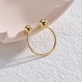 Minimalist adjustable open ring with polished gold spheres in a modern design - Adjustable Open / Gold