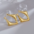 Minimalist 18K gold-plated geometric diamond hoop earrings with hammered texture finish - Hammered Rhombus Lava Pattern Earrings