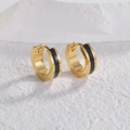 Orecchini a cerchio minimalisti in acciaio inossidabile oro e nero con chiusura sicura - Oro e Nero
