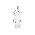 Polished silver stainless steel little girl cartoon charm pendant with cut-out detail - Girl Pendant / Steel