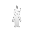 Polished silver boy pendant in stainless steel with a tiny sparkling zircon stone - Boy Pendant with Stone / Steel