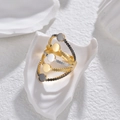 Minimalist multi-layer round open ring in gold silver and black with gear texture - Three Colors