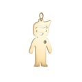 Titanium steel minimalist cartoon boy pendant in gold finish with a single zircon - Boy Pendant with Stone / Gold
