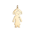 Polished gold-plated titanium steel girl shaped pendant with small white crystal - Girl Pendant with Stone / Gold