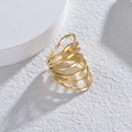 Minimalist multi-layer gold stainless steel ring with a matte brushed finish design - Adjustable Open / Gold