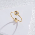 Anello regolabile in acciaio inossidabile dorato con zircone a cuore e accenti di perline - Aperto Regolabile / Oro