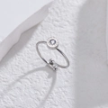 Minimalistische zilveren stalen open ring met zirkoon en Romeinse cijfers design - Verstelbaar Open / Staalkleur