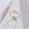 Minimalistische gouden verstelbare ring met ronde zirkoon en Romeinse cijfers - Verstelbaar Open / Goud