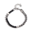 Dettaglio del bracciale in pietre opache nere e marmo con chiusura in acciaio inossidabile - Stile Pietra di Marmo Grigio (WLB052-dts)