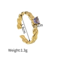 Detail of gold braided ring with purple heart zircon showing precise size measurements - Purple Heart Braided Style (R702-B)