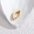 Minimalist gold stainless steel geometric hoop earrings with polished finish and hinge clasp - Gold