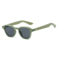 Occhiali da sole ovali vintage verde oliva opaco con dettagli di rivetti metallici - Montatura Verde Lenti Grigie