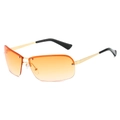 Lunettes de soleil de sport futuristes à monture demi-cerclée et verres dégradés orange - Standard / Monture dorée régulière double verres orange (incl. TVA 13 %)