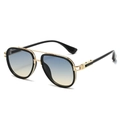 Classic retro aviator sunglasses with black gold frames and blue yellow gradient lenses - Regular / Regular (Inc. 13% VAT) Black Frame with Green-Yellow Lenses