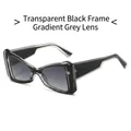 Sonnenbrille mit transparentem schwarzem Schmetterlingsrahmen und Verlaufsgläsern - Transparenter schwarzer Rahmen Feste graue Linsen