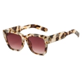 Retro square tortoiseshell sunglasses with brown gradient lenses and rivet details - Milky Tortoise Frame Gradient Grey Lens