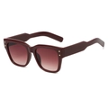 Retro square sunglasses with burgundy frame, gradient lenses and gold rivet accents - Wine Red Frame Tea Red Lens