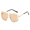 Luxury oversized sunglasses with gold metal double frame and light brown lenses - Gold Frame Champagne Lens