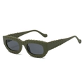 Olive green square sunglasses with unique woven texture frame and dark grey lenses - Regular / Matte Green Frame Grey Lens