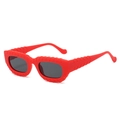 Modern red chunky frame sunglasses with textured edges and dark lenses for fashion - Regular / Red Frame Grey Lens