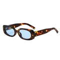 Retro oval tortoiseshell sunglasses with translucent blue lenses in a Y2K aesthetic - Tortoise Frame Blue Lens