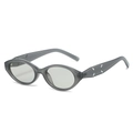 Transparente graue Cateye-Sonnenbrille mit markanten weißen Nähten an den Bügeln - Normal / Grauer Rahmen Graue Gläser