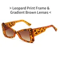 Modische quadratische Sonnenbrille mit Leopardenmuster und braunem Farbverlauf für Damen - Leopard-Rahmen Braune Verlaufsgläser