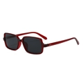 Vintage red rectangle sunglasses with dark lenses and stylish square rivets design - Regular / Standard (Incl. 13% Tax Invoice) Red Frame Black-Gray Lenses