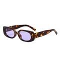 Chic tortoiseshell rectangle sunglasses with translucent purple lenses in retro style - Leopard Frame Purple Lens