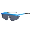 Men futuristic wrap around sunglasses with blue translucent frame and grey shield lenses - Regular / Regular (VAT Included) Blue Frame with Full Grey Lenses