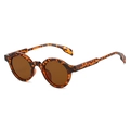 Gafas de sol redondas retro con montura de carey y lentes marrones para hombre y mujer - Régulier / Montura de Leopardo / Lentes Té