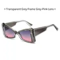 Fashionable oversized butterfly sunglasses in transparent grey with pink gradient lenses - Trans Gray Frame Grey Pink Lens