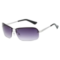 Lunettes de sport demi-cerclées avec verres dégradés violets et monture en métal argent - Standard / Monture Argent Verres Double Gris