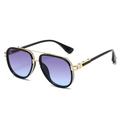 Lunettes aviateur classiques avec verres dégradés bleu violet et monture noir et or - Standard / Monture Noire Verres Dégradés Violet Bleu