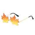 Frameless maple leaf sunglasses with orange gradient lenses and gold metal frames - Regular / Standard Gold Frame Orange-Yellow Lenses