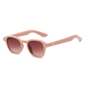 Occhiali da sole ovali retrò rosa con lenti sfumate marroni e dettagli in rivetti metallici - Montatura Rosa Crema Lenti Doppio Marrone